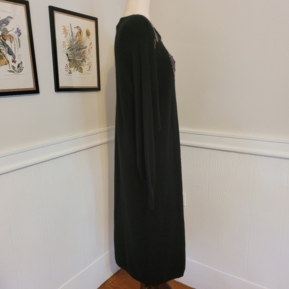 VINTAGE 80s Sequin Beaded Maxi Sweater Dress Long Sleeve Medium - Picture 6 of 8